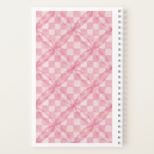 PINK KARO QUILT 5.5x8.5 SpiralNotebook / Weißes No Notizblock (Rückseite)