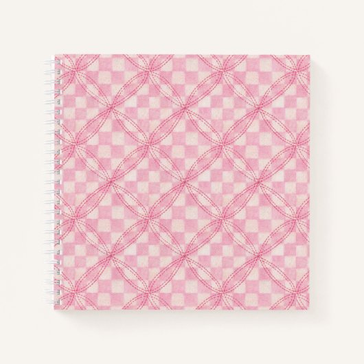 PINK KARO QUILT 8.5x8.5 SpiralNotebook Notizblock (Vorderseite)