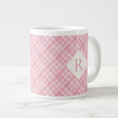 PINK KARO QUILT Big White Tasse + Initial (Vorderseite Rechts)