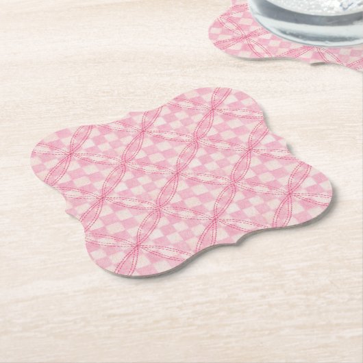PINK KARO QUILT Bracket Paper Untersetzer (angewinkelt)