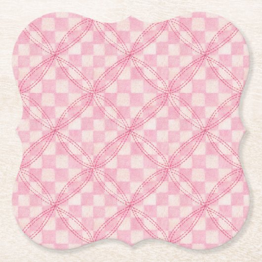 PINK KARO QUILT Bracket Paper Untersetzer (Vorderseite)