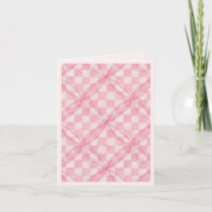 PINK KARO QUILT Danke Note Card / Blush