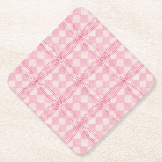 PINK KARO QUILT Diamantpapier Untersetzer (Vorderseite)