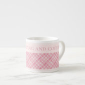 PINK KARO QUILT Espresso Cup + Text / Blüte Espressotasse (Vorderseite Rechts)
