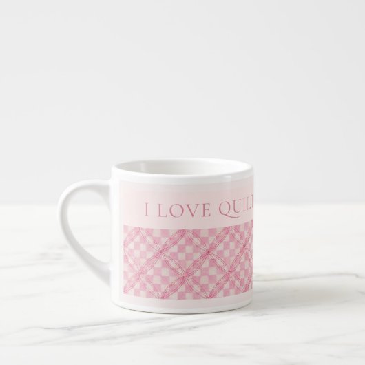 PINK KARO QUILT Espresso Cup + Text / Blüte Espressotasse (Links)
