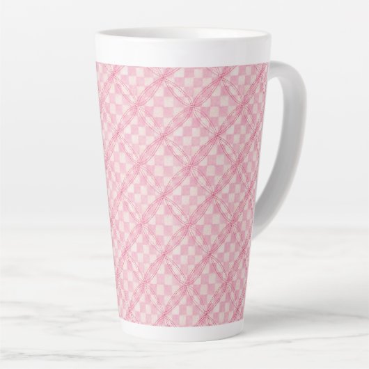 PINK KARO QUILT groß Latte Tasse (Rechte Ecke)