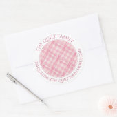 PINK KARO QUILT Große Round-Address-Siegel Runder Aufkleber (Umschlag)