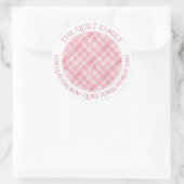 PINK KARO QUILT Große Round-Address-Siegel Runder Aufkleber (Tasche)