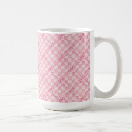 PINK KARO QUILT Große weiße Tasse (Rechts)