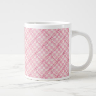 PINK KARO QUILT Große weiße Tasse