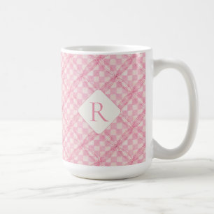 PINK KARO QUILT Große weiße Tasse + Erstmalige