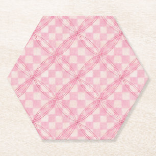PINK KARO QUILT Hexagon Paper Untersetzer