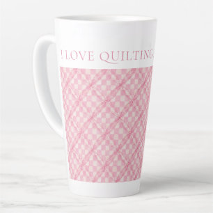 PINK KARO QUILT hohe Latte Tasse + Text / Blush