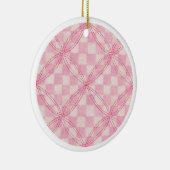 PINK KARO QUILT Keramik Circle Ornament (Rechts)