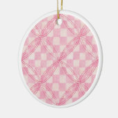 PINK KARO QUILT Keramik Circle Ornament (Links)