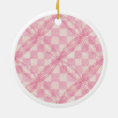 PINK KARO QUILT Keramik Circle Ornament (Hinten)