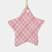 PINK KARO QUILT Keramik Startort Keramik Ornament (Rechts)