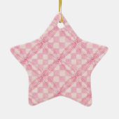 PINK KARO QUILT Keramik Startort Keramik Ornament (Hinten)
