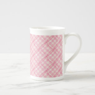 PINK KARO QUILT Knochen China Tasse