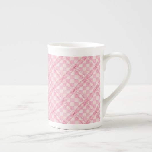 PINK KARO QUILT Knochen China Tasse (Rechts)