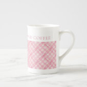 PINK KARO QUILT Knochen China Tasse + Text (Rechts)