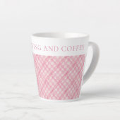 PINK KARO QUILT Latte Tasse + Text (Rechte Ecke)