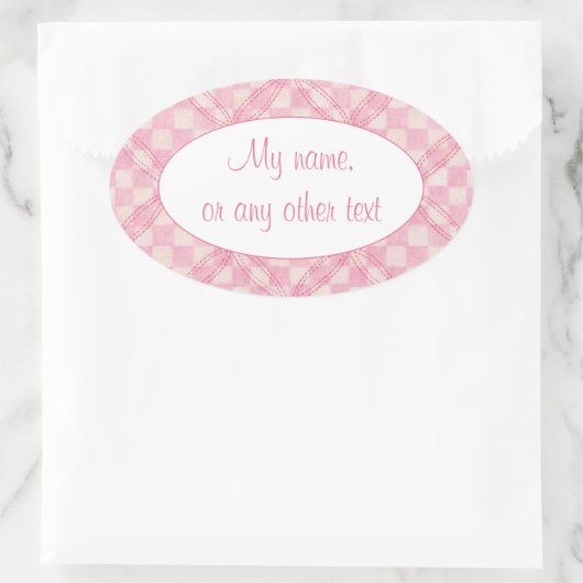 PINK KARO QUILT Oval Matte Stickers (Tasche)