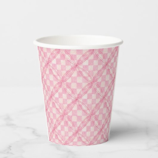 PINK KARO QUILT Paper Cups Pappbecher (Vorderseite)