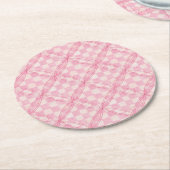 PINK KARO QUILT Round Paper Untersetzer (Angewinkelt)