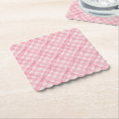 PINK KARO QUILT Scalloped Square Paper Untersetzer (angewinkelt)