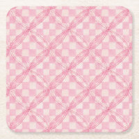 PINK KARO QUILT Square Paper Untersetzer