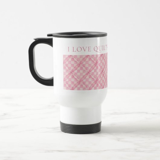 PINK KARO QUILT Travel Mug + Text Reisebecher (Links)