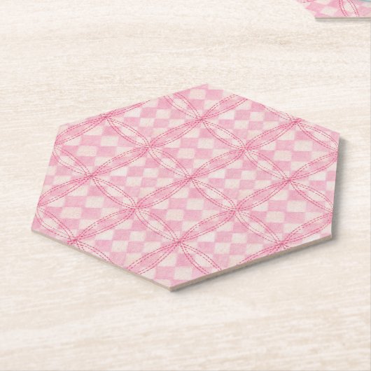 PINK KARO QUILT Untersetzer mit Hexagon-Spitze (angewinkelt)