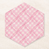 PINK KARO QUILT Untersetzer mit Hexagon-Spitze (Vorderseite)