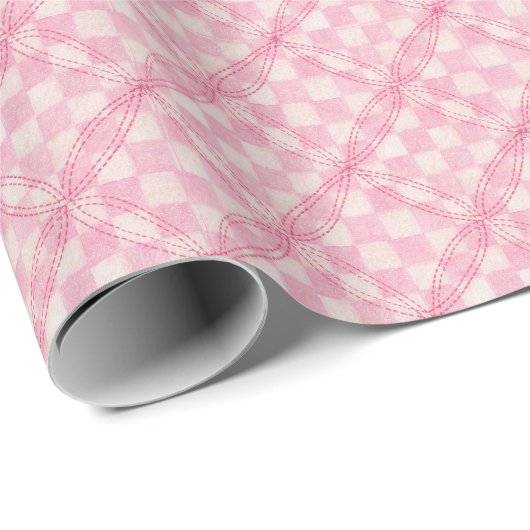 PINK KARO QUILT Wrapping Paper Geschenkpapier (Rolleneckpunkt)