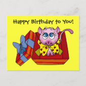 Pink Kätzchen Geburtstag Postkarte (Vorderseite)