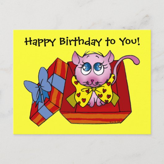 Pink Kätzchen Geburtstag Postkarte (Vorderseite)
