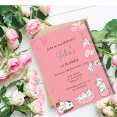 Pink-Kätzchen-Geburtstagsjunges Einladung