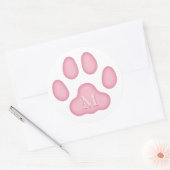 Pink Katzenpaw Print Personalisiert Pen Monogramm Runder Aufkleber (Umschlag)