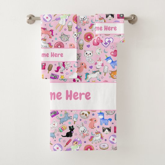 Pink Kawaii Badetuch Set (Insitu)