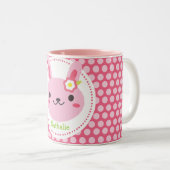 Pink Kawaii Bunny Zweifarbige Tasse (VorderseiteRechts)