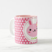 Pink Kawaii Bunny Zweifarbige Tasse (Vorderseite Links)