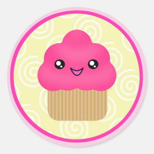 Pink Kawaii Cupcake Stickers (Vorderseite)