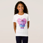 Pink Kawaii Elefant in Liebe T-Shirt (Vorne ganz)