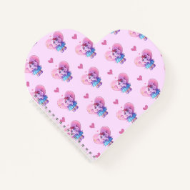 Pink Kawaii Elephant girl in Liebe Notizblock