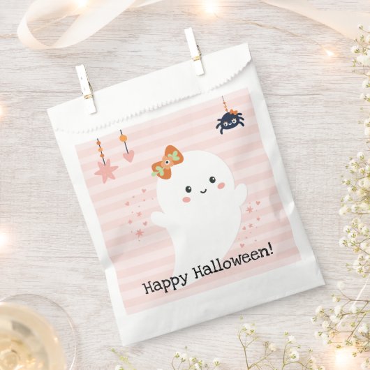 Pink Kawaii Ghost Halloween-Party Geschenktütchen (Ausgeschnitten)