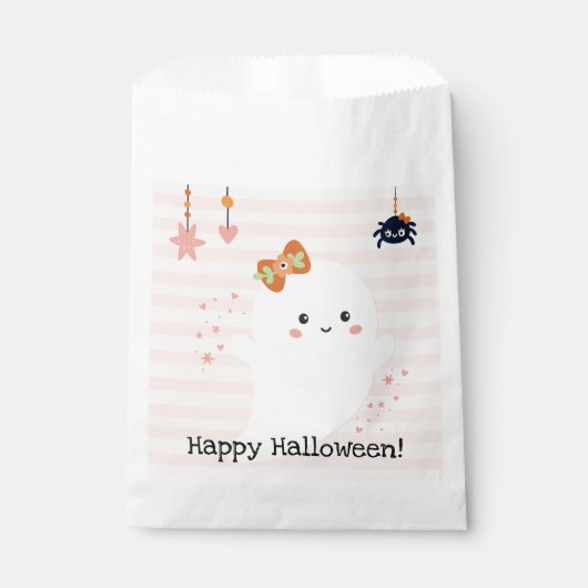 Pink Kawaii Ghost Halloween-Party Geschenktütchen (Vorderseite)