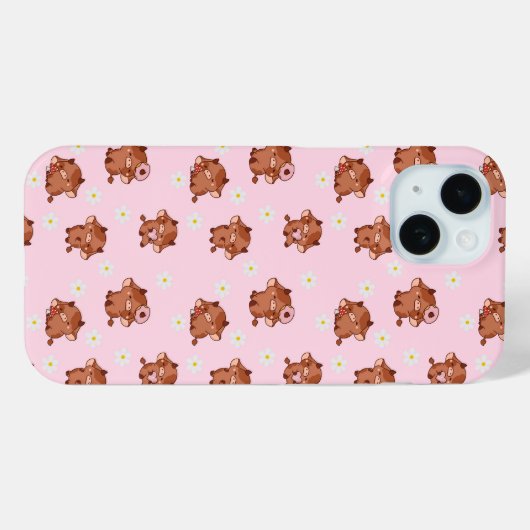 Pink Kawaii Highland Cows Seamless Pattern Case-Mate iPhone Hülle (Rückseite (Horizontal))