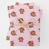 Pink Kawaii Highland Cows Seamless Pattern Geschenkpapier Set (Beispiel)