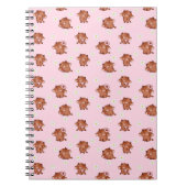 Pink Kawaii Highland Cows Seamless Pattern Notizblock (Vorderseite)